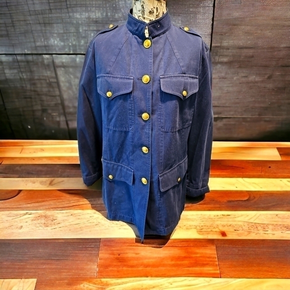 Nwt Ralph Lauren nautical cotton navy blue blazer Jacket sz 14 M L - Picture 2 of 13